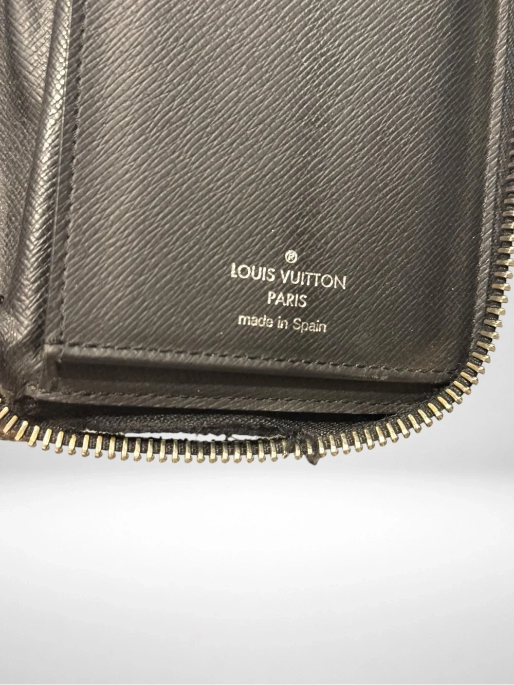Louis Vuitton Damier Graphite Zip Around Long Wallet Black Gray Made in Spain
